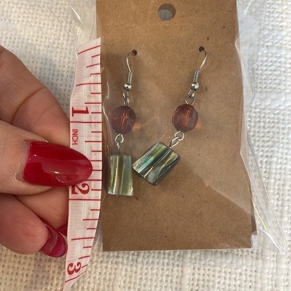 💐5/25 3 pair natural shell dangle drop heart stud half hoop colorful rhinestone - Picture 6 of 7